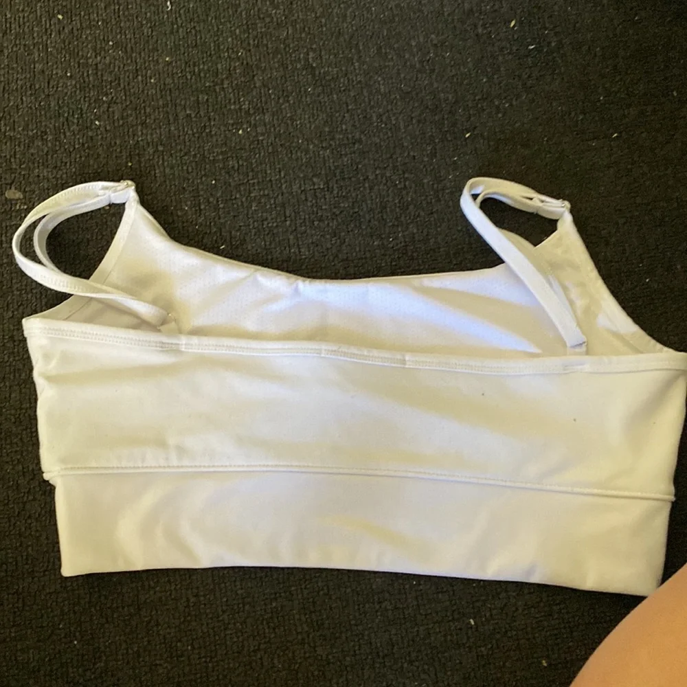 White Cropped Top, Could be used as sports bra, Adjustable Straps - Picture 2 of 2